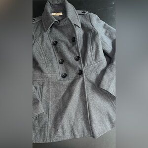 MICHAEL Michael Kors Gray Button Front Pea Coat Size Small EUC